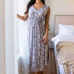 Gray Sleeveless V-Neck Maxi Sundress